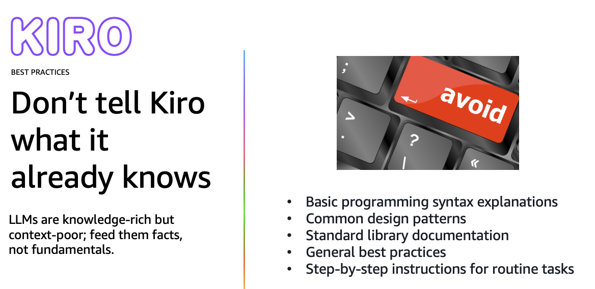 What to avoid in steering: basic syntax, common patterns, standard docs, general best practices